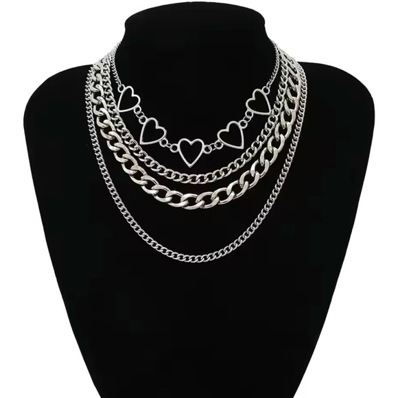 Vintage Heart-shape Multilevel Chain Pendant Necklace - Picture 3 of 5